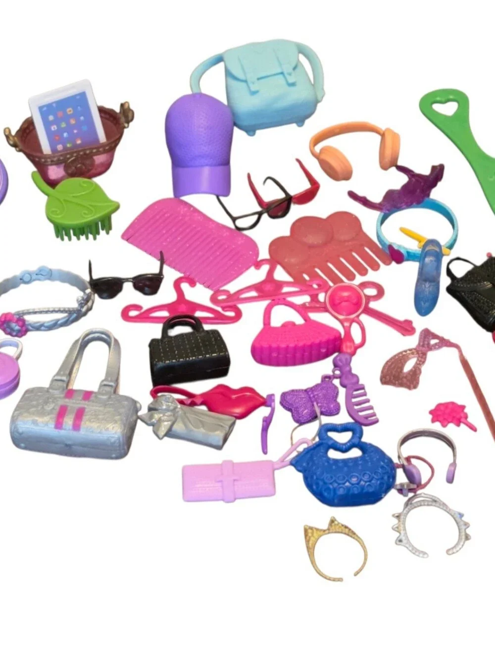 Mixed Doll Accessories Lot Barbie Our Generation Lori Miniature Purses Hats Glas